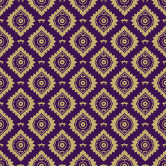 Seamless ornamental vector pattern in golden color with orientalist Ottoman kaftan style with stylised tulip motifs. Use for clothing, fabric prints, home textile, fashion design and wallpapers.