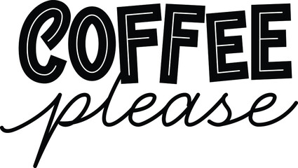 Handwritten calligraphic vector phrase Coffee Please
