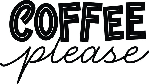 Handwritten calligraphic vector phrase Coffee Please