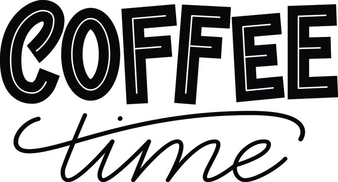Handwritten calligraphic vector phrase Coffee Time