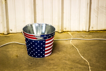 Patriotic American Flag Metal Buckets