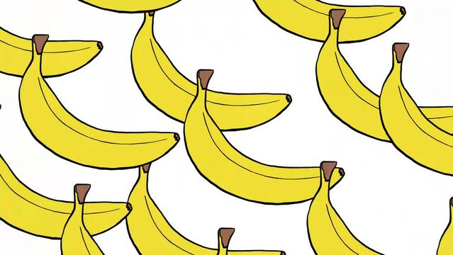Yellow Bananas Fruits Background Animation Loop Hand Drawn