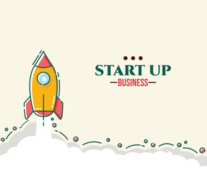 business vector with the theme of a rocket launch into the sky. vector illustration. start up. can be used for business things, wallpapers, and banners