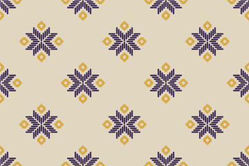 Abstract ikat flower art. Geometric ethnic seamless pattern traditional. Design for background, wallpaper, vector illustration, fabric, clothing, carpet, textile, batik, embroidery.
