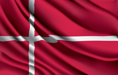denmark national flag waving realistic vector illustration