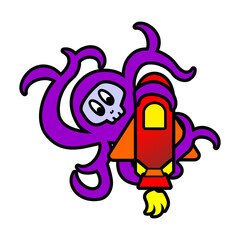 robot octopus cyborg illustration