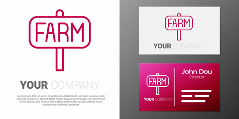 Logotype line Location farm icon isolated on white background. Logo design template element. Vector