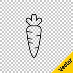 Black line Carrot icon isolated on transparent background. Vector