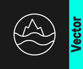 White line Sea and waves icon isolated on black background. Vector