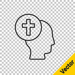 Black line Priest icon isolated on transparent background. Vector