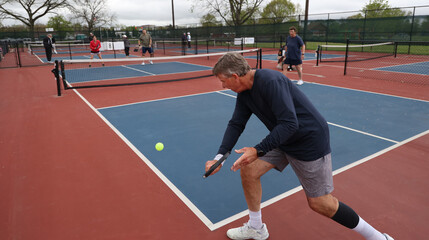 pickleball player hitting a backhand return of serve