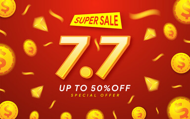 Promotion Super Sale Banner discount design for Newsletter Poster Web Vector Illustration sale special up to 50% off