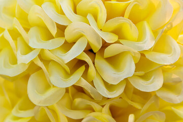 Petals of yellow flowers, close-up. Artificial flowers.