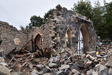 Earthquake - Church Building destroyed, Christchurch, New Zealand.