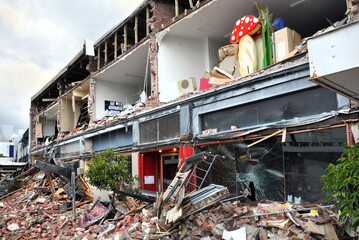 Earthquake - Retail Shops Destroyed.