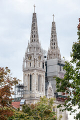 Zagrebacka Katedrala, also known as Zagreb cathedral, seen in the afternoon from Kaptol district....