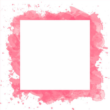 Pink Watercolor Square Frame For Pretty Invitation Cards