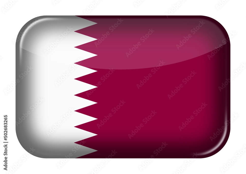 Poster qatar web icon rectangle button with clipping path 3d illustration