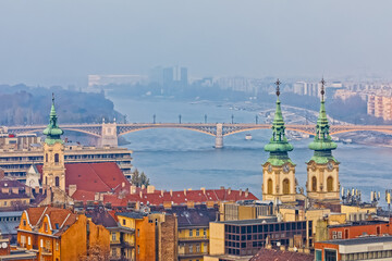 Obraz premium Budapest city center buildings aerial view