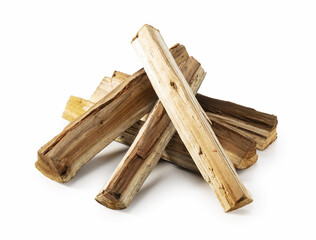 Firewood placed on white background