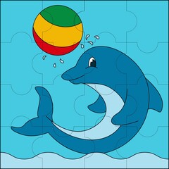 Naklejka premium Dolphin circus suitable for children's puzzle vector illustration