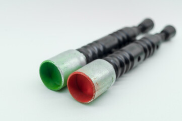 Two-charge launch device for signal rocket. Device for giving light rescue signals for hunters and...