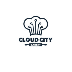 cloud city bakery, cake and restaurant logo vector