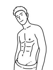 Fototapeta premium black and white of cute man cartoon for coloring