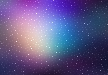 Glittering sparkles flying on violet purple blue holographic gradient background.