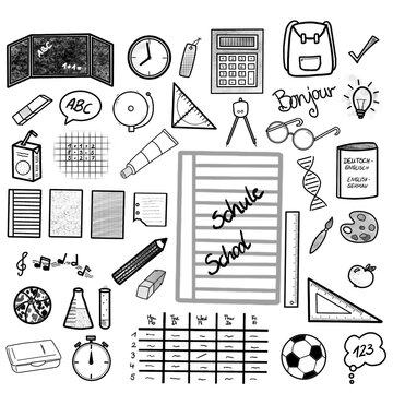 Schule / Lernen / Unterricht - 41 Icons, Sketchnotes, Symbole, Doodles