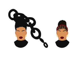 Black girls afro haitstyle collection. Diversity, Vector. Isolated on white background. Illustration