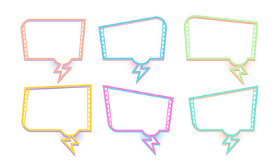 Chat bubble message comic blank set