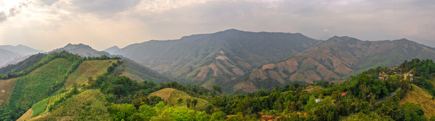Naklejka premium Phu Kha Viewpoint 1715 in the mountain valley of Nan province, Thailand