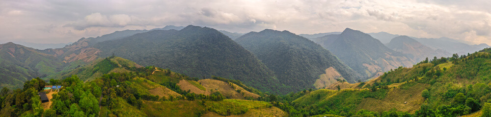 Naklejka premium Phu Kha Viewpoint 1715 in the mountain valley of Nan province, Thailand