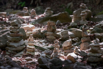 A small stone tower found in the mountains.