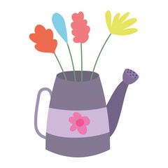 watering can with flowers