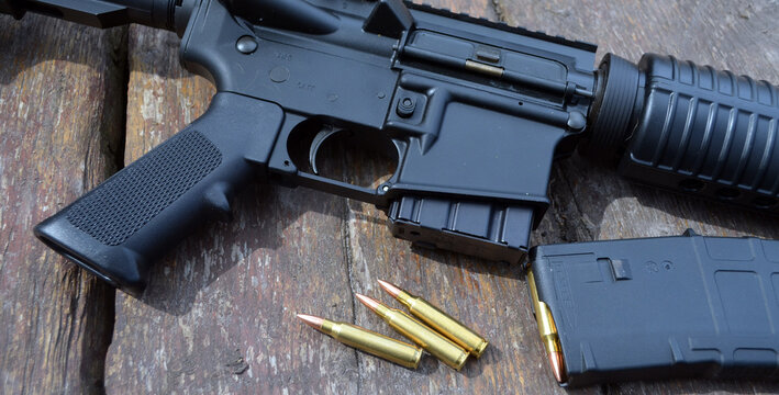 AR-15 assault rifle. Kiev,Ukraine. April 21, 2022.