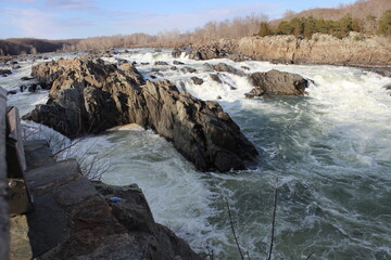 Beautiful Great Falls State Park Water Flowing Rapids