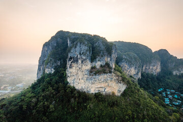 summer view of rocky mountains and sea in a tropical morning