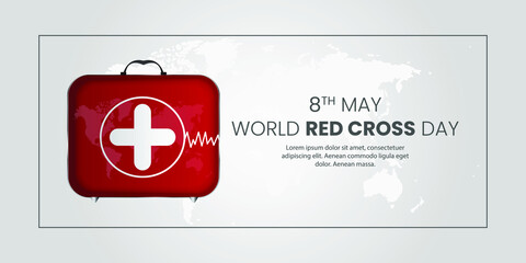 World red cross day vector illustration, 8th may red cross health concept with vector elements.