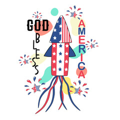 Obraz premium 4th of july, quotes vector collection designed in doodle style, red, white, blue tones for decoration, card, t shirt design, bag, fabric patterns, gift, scrapbook and more.