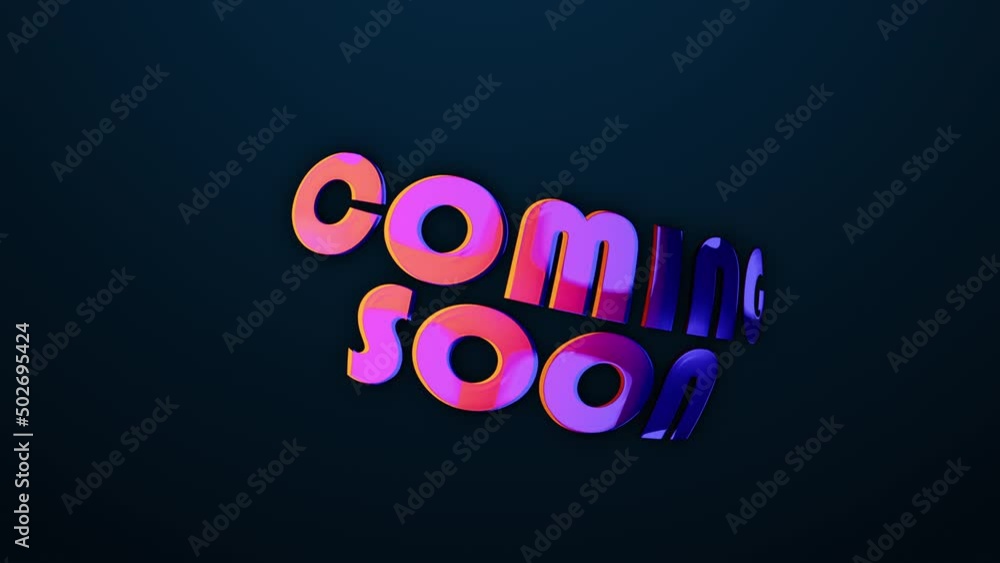 Poster loop colorful glitch effect word of coming soon title - 3d illustration of isolated word coming soon