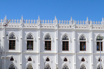 Basilica of Our Lady of Good Health facade of a building in the center in velankanni ,Tamil Nadu
