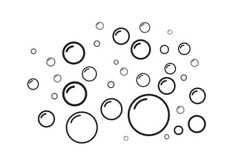 Soap bubbles icon. Oxygen bubbles in water. Foam shampoo isolated on white background. Vector illustration