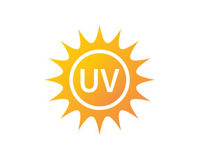 UV radiation sun block icon on white background. Vector illustration.
