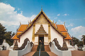 Fototapeta na wymiar Wat Phumin temple and its wall painting in Nan city, Thailand