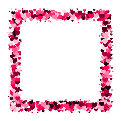 Pink heart square frame with space for text. Background for Valentine's Day or Weddings and Mother's Day	