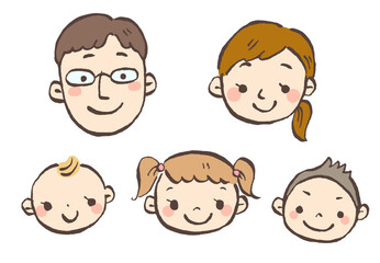 幸せな家族の手描きイラスト