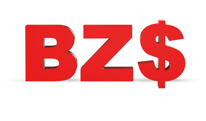 Belizean dollar currency symbol of Belize in Red - 3d rendering, 3d illustration