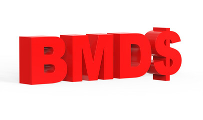 Bermudian dollar currency symbol of Bermuda in Red - 3d rendering, 3d illustration